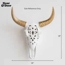 Faux Taxidermy Decorative Carved Bison Skull - Wall Decor White & Silver Cbi0110 - thumbnail 3