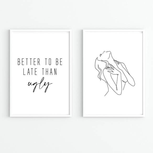 Better Late Than Ugly Set Of 2 Prints - Line Art