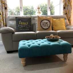 Handmade Chesterfield Plush Velvet Footstool - Button Tufted Ottoman, Natural Wooden Legs 37cm High - thumbnail 2