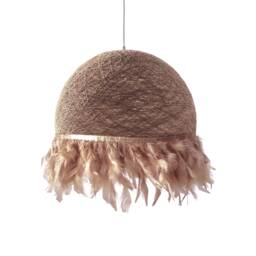 Brown Feathers Pendant Light, Hanging Light Feathers, Nursery Kids Nordic Feather Lamp - Half Feathers - thumbnail 1