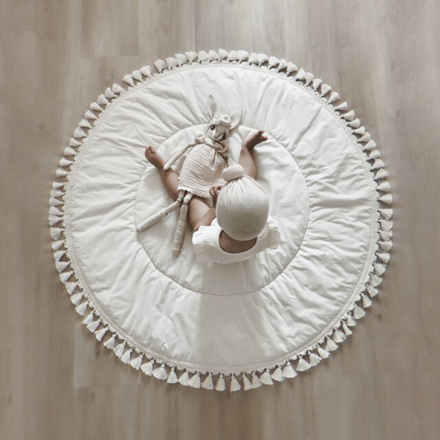 Baby Play Mat, Teepee Round Tummy Time Rug For Play, Floor Circle Padded Playmat - image 1