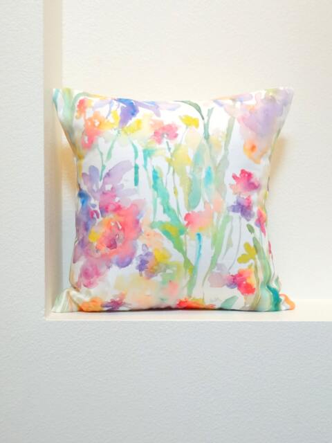 Patch Of Fleurs Watercolor Floral Pillow Covers, 18x18, 20x20 Designer Fabric, Flowers Accent - image 1