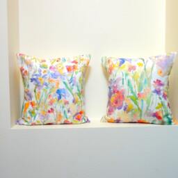 Patch Of Fleurs Watercolor Floral Pillow Covers, 18x18, 20x20 Designer Fabric, Flowers Accent - thumbnail 3