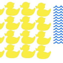 15 Rubber Ducky Decal, Duck Vinyl Wall Decals, Art , Removable Bathroom Decor, Kids Bathroom Decor, Yellow Ducklings & Waves - thumbnail 2