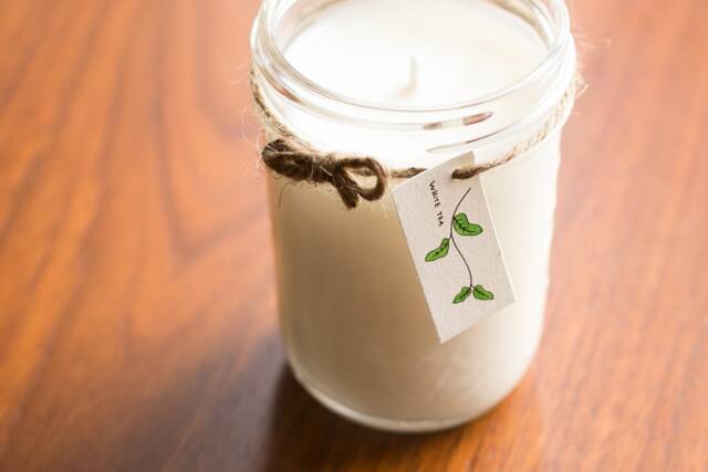 White Tea, Handmade Soy Candle, Mason Jar With A Hand-Drawn Tag - image 1