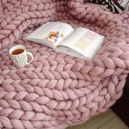 Chunky Knit Blanket, 100% Merino Wool Blanket, Arm Knit Chunky Christmas Gifts, Giant Throw