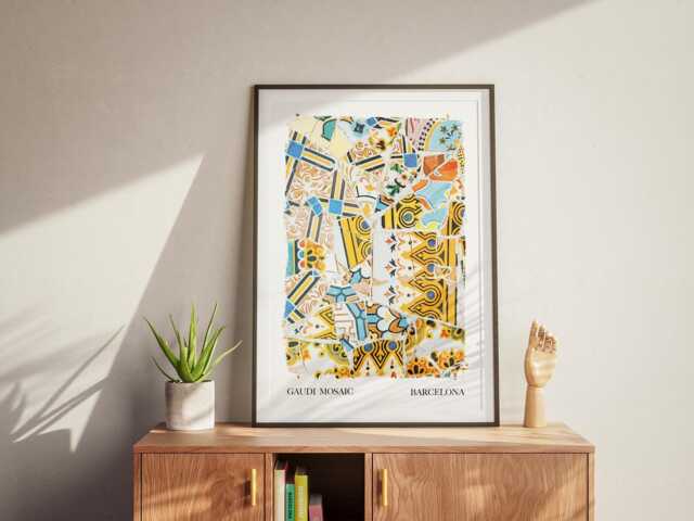 Antonio Gaudi Tiles Art Print Spanish Ceramic Pattern Wall Decor - image 1