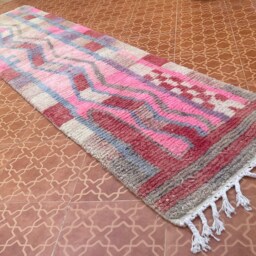 All Wool Moroccan Berber Rug Narrow Hallway Accent Rug - 2.4 X 9.1 Ft - thumbnail 3