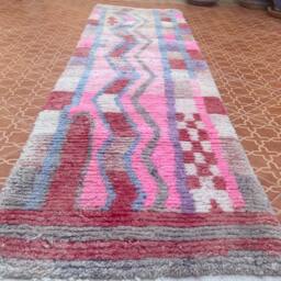 All Wool Moroccan Berber Rug Narrow Hallway Accent Rug - 2.4 X 9.1 Ft - thumbnail 2