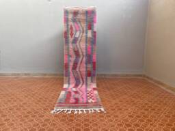 All Wool Moroccan Berber Rug Narrow Hallway Accent Rug - 2.4 X 9.1 Ft - thumbnail 1