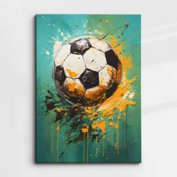 Football Sports Soccer Ball Oil Painting Splatter Style Wall Art Framed Canvas Poster Print Home/Office Room Decor Teenager Athlete Gifts - thumbnail 3
