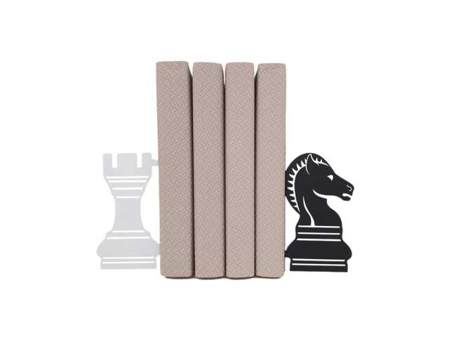 Chess Knight Bookends - Metal Horse Book Stoppe Library Black & White Bookshelf Decor - image 1