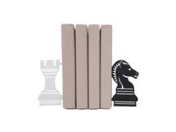 Chess Knight Bookends - Metal Horse Book Stoppe Library Black & White Bookshelf Decor - thumbnail 1