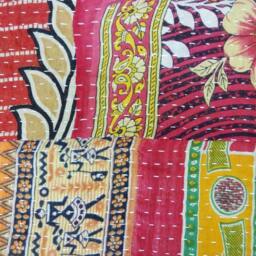 Handmade Kantha Quilt Indian Cotton Twin Bedspread - thumbnail 3