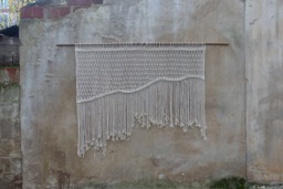Large Macrame Wall Hanging Boho Headboard, 100% Cotton, 55x40 Inch - thumbnail 1