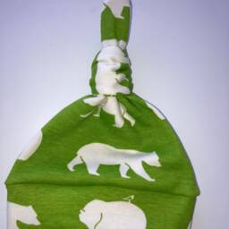 Organic Baby Blanket & Newborn Hat Set. Gender-Neutral Take-Home Bears Swaddle Shower Gift. Photo Prop - thumbnail 3