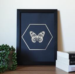 A4 Metallic Foil Butterfly Wall Art, Boho Print in Copper, Gold, Silver Or Rose Gold - thumbnail 1
