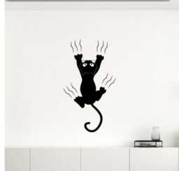 Funny Cat Wall Decal Vinyl Sticker Pet Scratch Home Interior Removable Bedroom Decor - 1Anim - thumbnail 1
