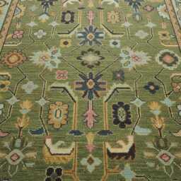 Handmade Olive Green Wool Rug, Made To Order Bedroom Woven Carpet - thumbnail 2