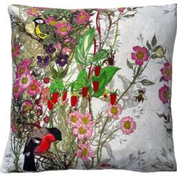 "Birds Cushion Cover Timorous Beasties Fabric Fruit Looters Printed Cotton Floral 16"" 18" - thumbnail 2