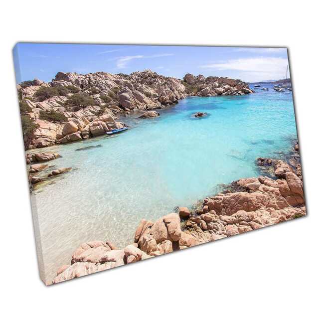 Tropical Blue Seascape Canvas Print Cala Coticcio Caprera Island Italy Wall Art Beach Decor For Home Office - image 1