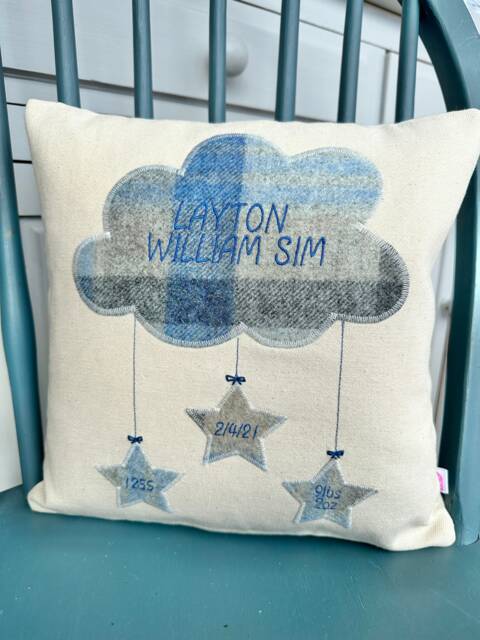 Personalised New Baby Cushion - Parent Gift Newborn Pillow Bay Boy Christening 1st Birthday - image 1