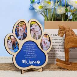 Personalized Paw Print Photo Frame - Pet Memorial Keepsake, Optional Collar Hanger - thumbnail 4