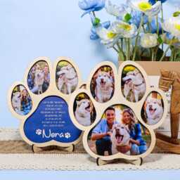 Personalized Paw Print Photo Frame - Pet Memorial Keepsake, Optional Collar Hanger - thumbnail 2
