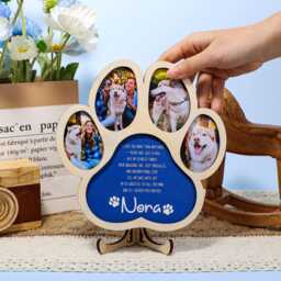 Personalized Paw Print Photo Frame - Pet Memorial Keepsake, Optional Collar Hanger - thumbnail 1