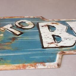 Beach Sign Rustic Arrow Shabby, Door Vintage Style, Wall Hanging, Plaque White Blau, Nostalgic Optic - thumbnail 3