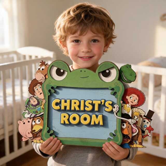 Personalized Toy Story Character Room Sign, Custom Wooden Name Plaque, Kids Bedroom Door Hanger, Nursery Wall Decor Sign - image 1