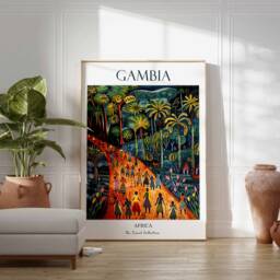 Gambia Poster, West Africa African Print, Wall Decor, Beach Travel Art - thumbnail 3