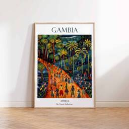 Gambia Poster, West Africa African Print, Wall Decor, Beach Travel Art - thumbnail 2