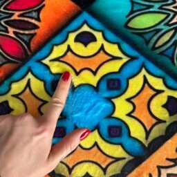 Abstract Coral Floral Rug, Modern Geometric Washable Tile Area Carpet - thumbnail 4