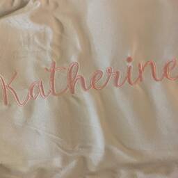 Embroidered Monogrammed Velvet Pom Lumbar Pillow, Home Decor, Dorm, Nursery, Gift - thumbnail 2