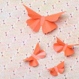 3D Butterfly Wall Art 20 Metallic Silhouettes For Girls Room, Nursery, & Home Art Decor in Carrot Orange - thumbnail 2