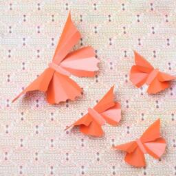 3D Butterfly Wall Art 20 Metallic Silhouettes For Girls Room, Nursery, & Home Art Decor in Carrot Orange - thumbnail 3