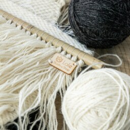 Boho Wall Art - Modern Woven Tapestry Black Cream Wool Natural Bamboo Rod Japandi Minimalist Textile For Home Elegant Gerhana - thumbnail 3