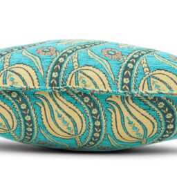 Turkish Fabric Pillow Cover 18x18, Turquoise Blue Boho Throw Pillow, Running Water Tulip Pattern Decorative Sofa Accent Ethnic Cushion Case - thumbnail 4