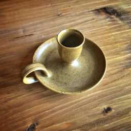 Handmade Candle Holder Cinnamon, Wheel Thrown, Stoneware, High Fire, Ceramic Candle Holder, Candlestick, With Handle, Candlestick Holder - thumbnail 2