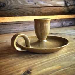 Handmade Candle Holder Cinnamon, Wheel Thrown, Stoneware, High Fire, Ceramic Candle Holder, Candlestick, With Handle, Candlestick Holder - thumbnail 3