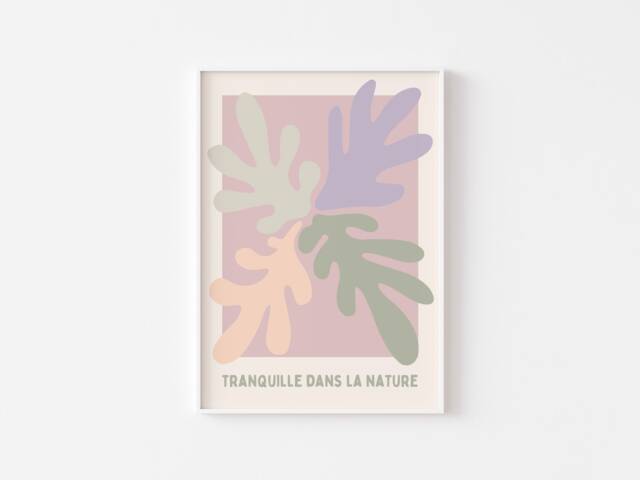 Pastel Abstract Matisse Inspired Tranquil Nature Print - Plants, Foliage, Retro, Calm Poster, French Exhibition - image 1