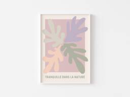Pastel Abstract Matisse Inspired Tranquil Nature Print - Plants, Foliage, Retro, Calm Poster, French Exhibition - thumbnail 1