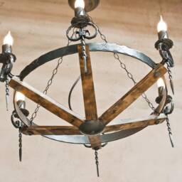 Wrought Iron Chandelier Lighting - Rustic Wood & Metal Chandeliers Ceiling Light Fixture - thumbnail 4