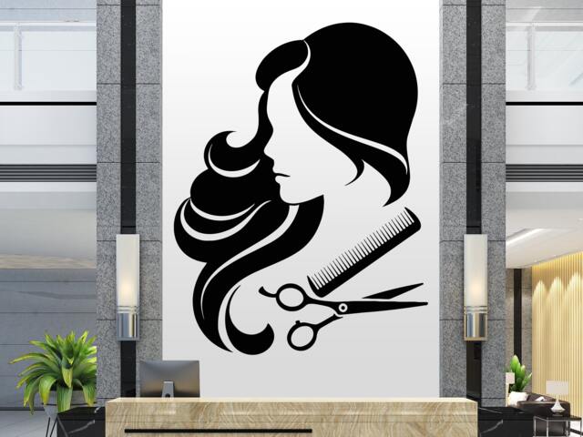 Hair Salon Vinyl Wall Decal Stylist Tools, Barber Shop Decor 2842 - image 1