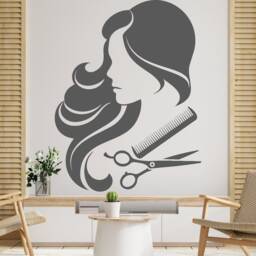 Hair Salon Vinyl Wall Decal Stylist Tools, Barber Shop Decor 2842 - thumbnail 2