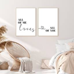 Set Of 2 Prints, Bedroom All Of Me Loves All You, Decor, Home Typography Print, Quote Gifts For Her - thumbnail 3
