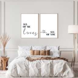 Set Of 2 Prints, Bedroom All Of Me Loves All You, Decor, Home Typography Print, Quote Gifts For Her - thumbnail 2