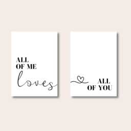 Set Of 2 Prints, Bedroom All Of Me Loves All You, Decor, Home Typography Print, Quote Gifts For Her - thumbnail 1