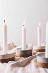 Modern Candle Holder From Wood & Concrete/Cement Tealight Minimalist Home Decor